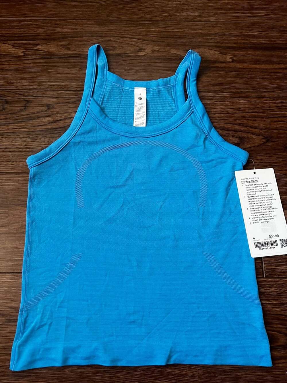 Lululemon Swiftly Cami Size 4 Oasis Blue Heather Tank Top New